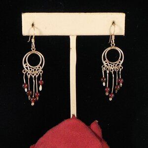 Sterling Silver Chandelier Earrings With Rubellite Tourmaline Gemstone Dangles